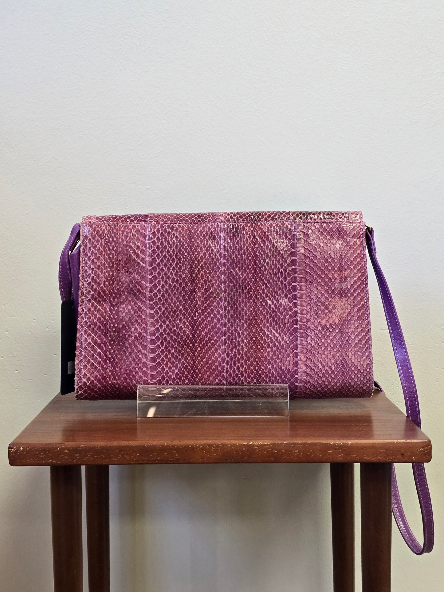 1980's J Renee Purple Snakeskin Clutch with Detachable Crossbody Strap