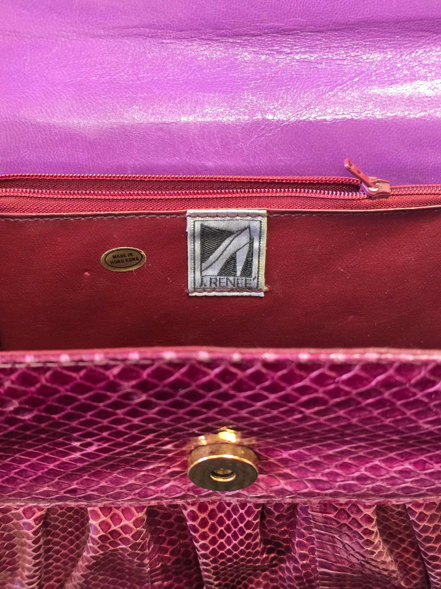 1980's J Renee Purple Snakeskin Clutch with Detachable Crossbody Strap