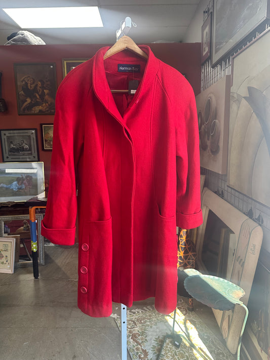 Vintage Red Wool Coat (L/XL)