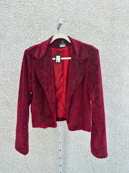 Vintage Silk Metallic Snake Print Crop Blazer (M)