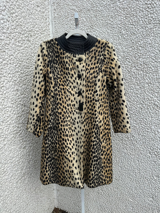 Vintage Faux Fur Cheetah Coat (XS/S)
