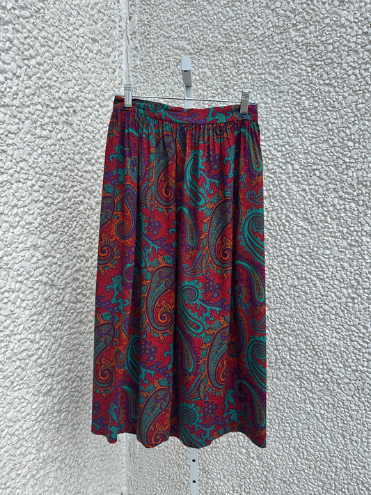 Vintage Bright Paisley Skirt (XS)