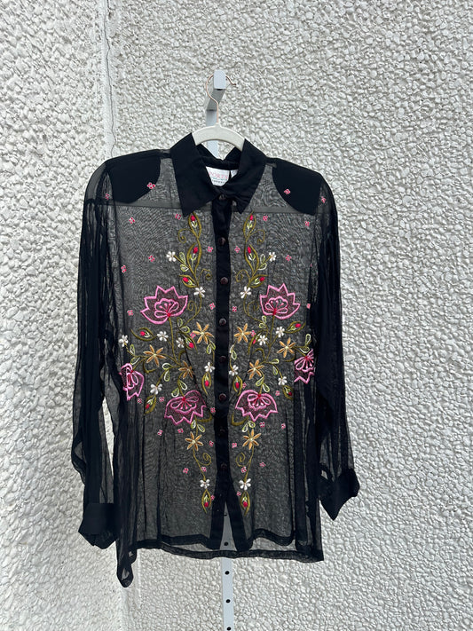 Vintage Sheer Floral Shirt (M)