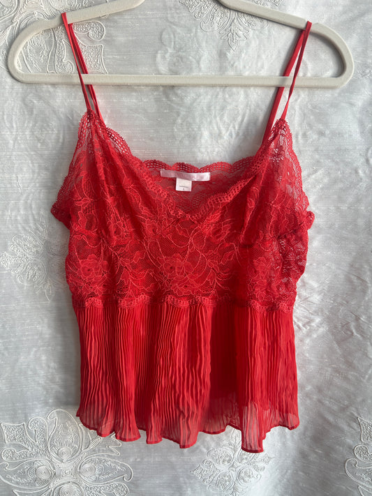 Coral Victoria's Secret Lace + Pleated Cami