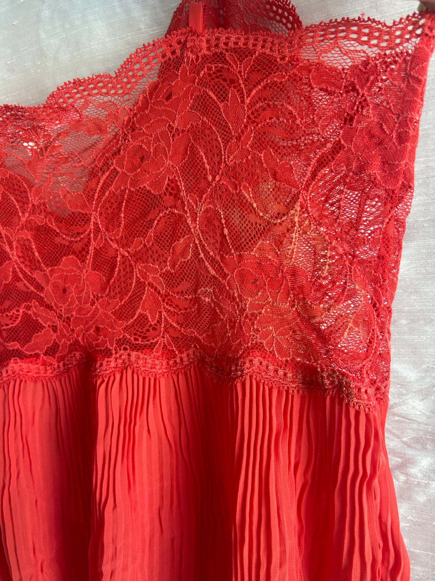 Coral Victoria's Secret Lace + Pleated Cami