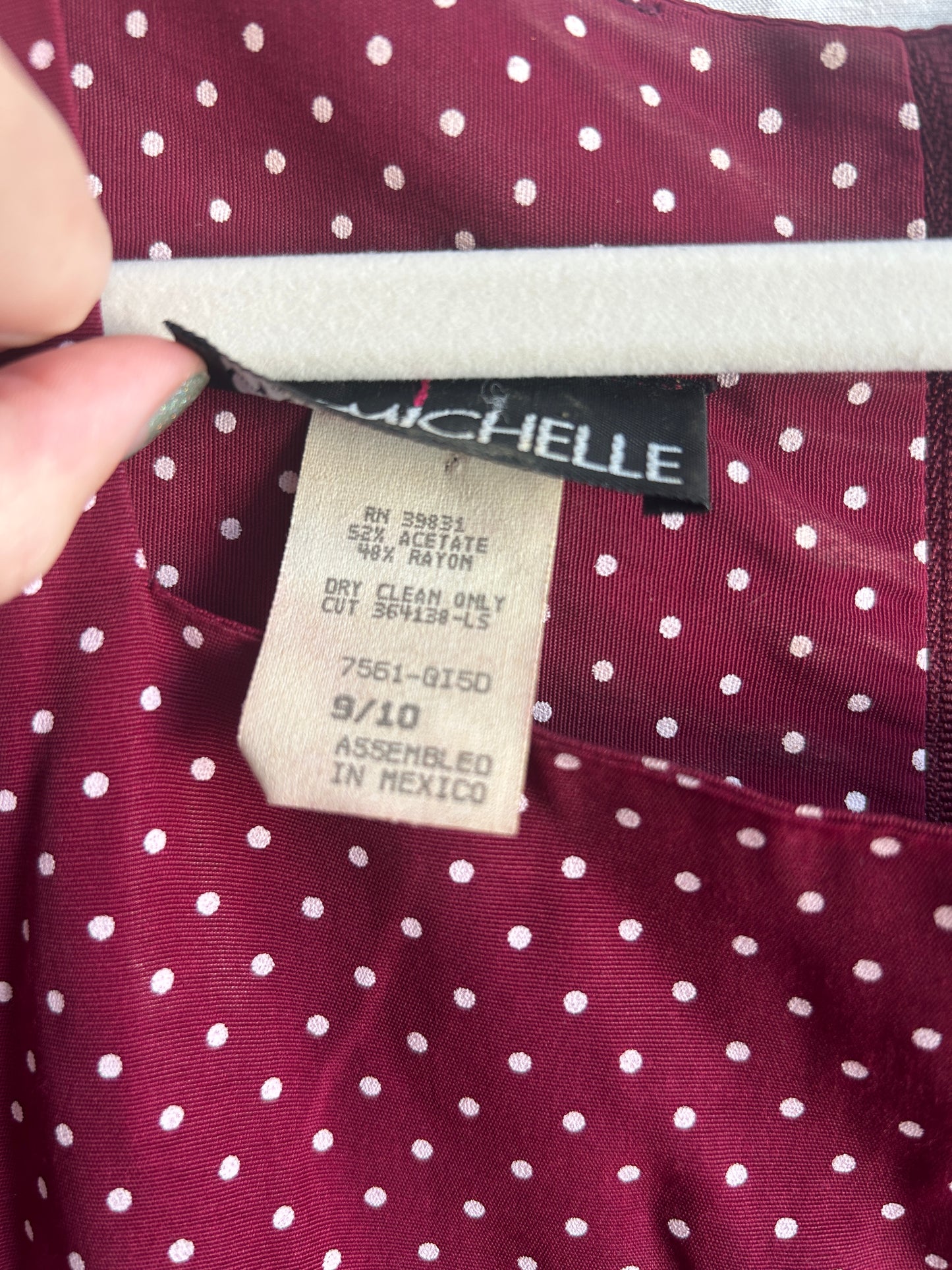 Vintage Burgandy Polka Dot Dress