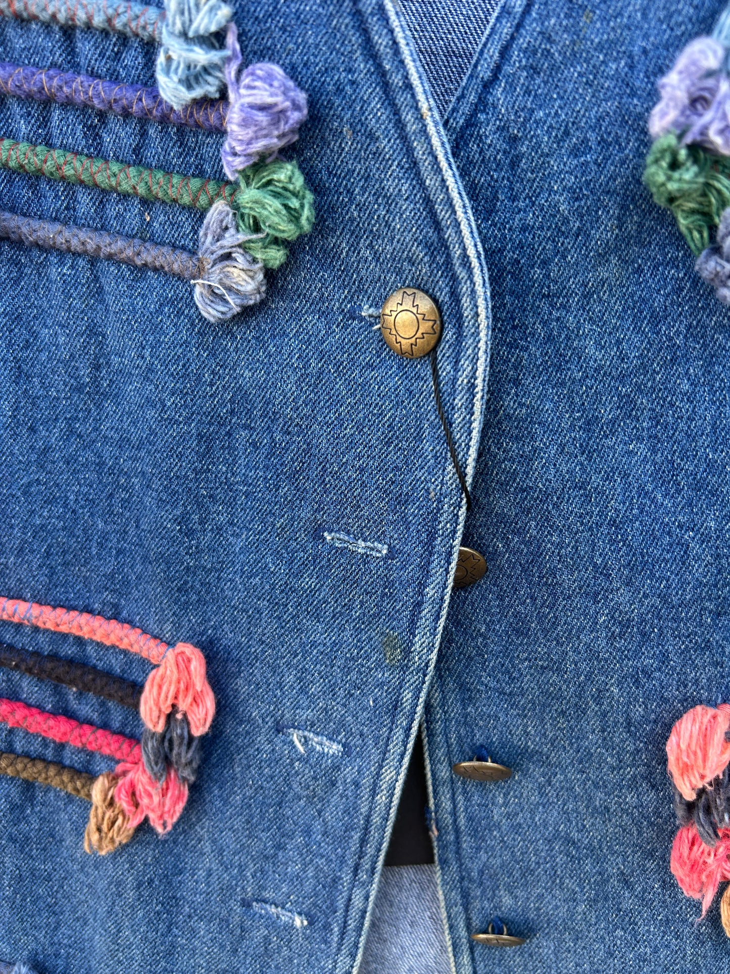 Colorful Rope Accent Denim Vest (L)