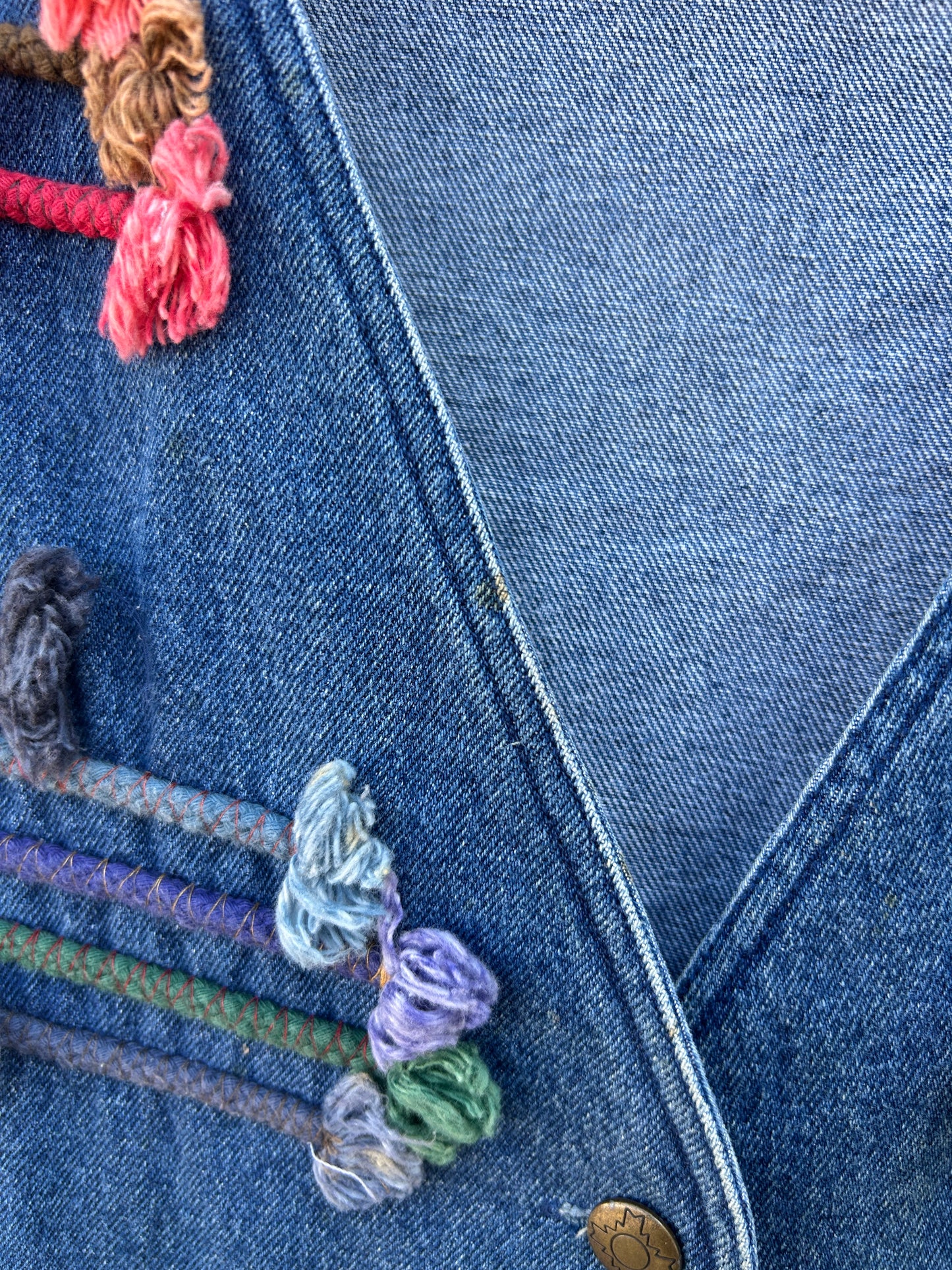 Colorful Rope Accent Denim Vest (L)