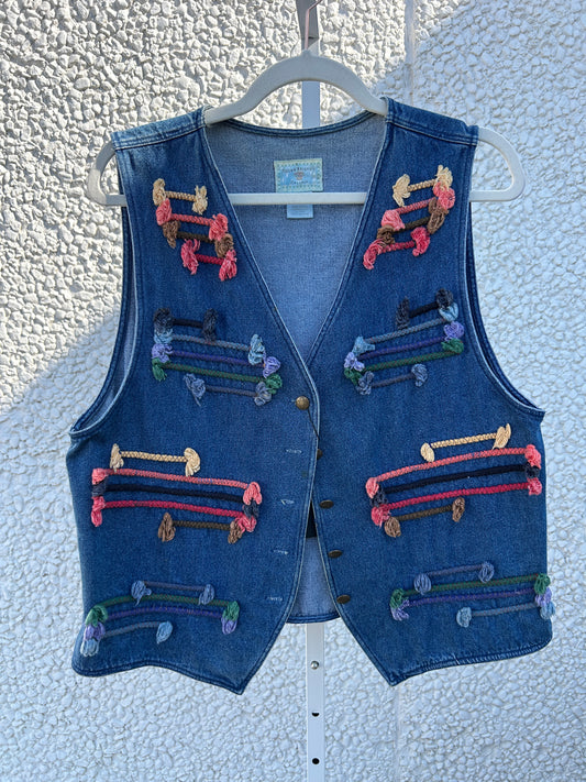 Colorful Rope Accent Denim Vest (L)