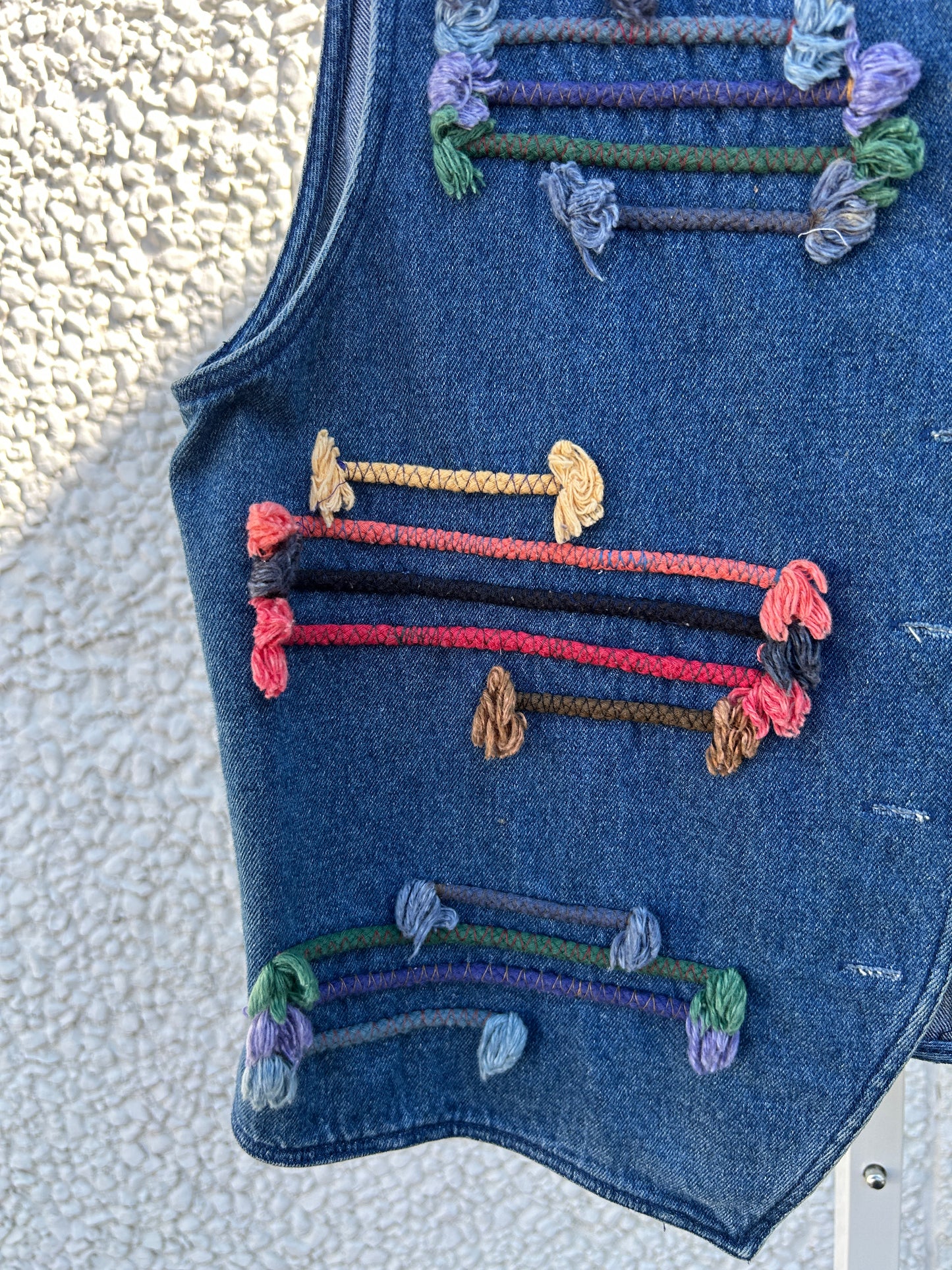 Colorful Rope Accent Denim Vest (L)