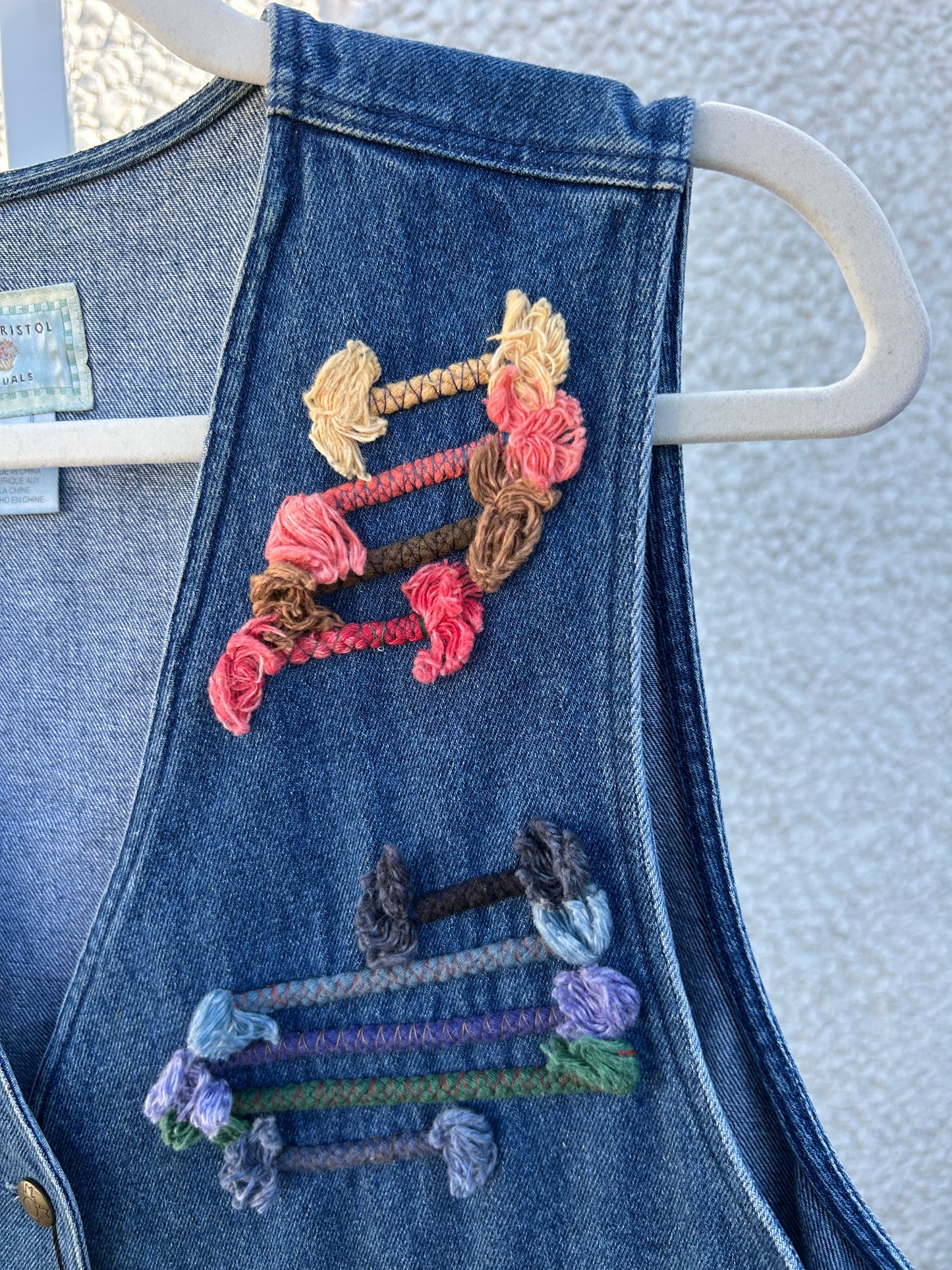 Colorful Rope Accent Denim Vest (L)