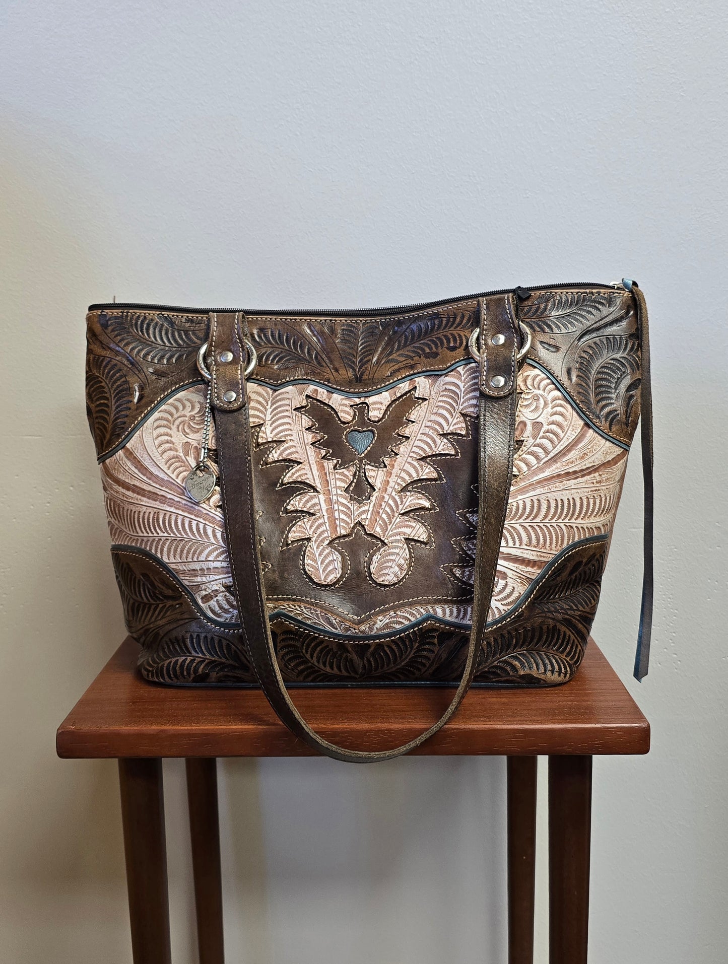 American West Tooled Leather Shoulder Bag