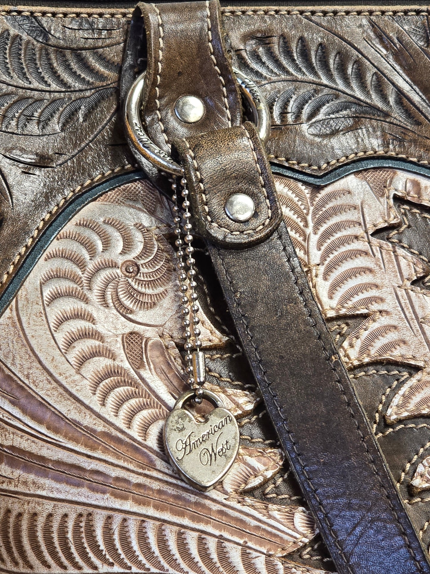 American West Tooled Leather Shoulder Bag