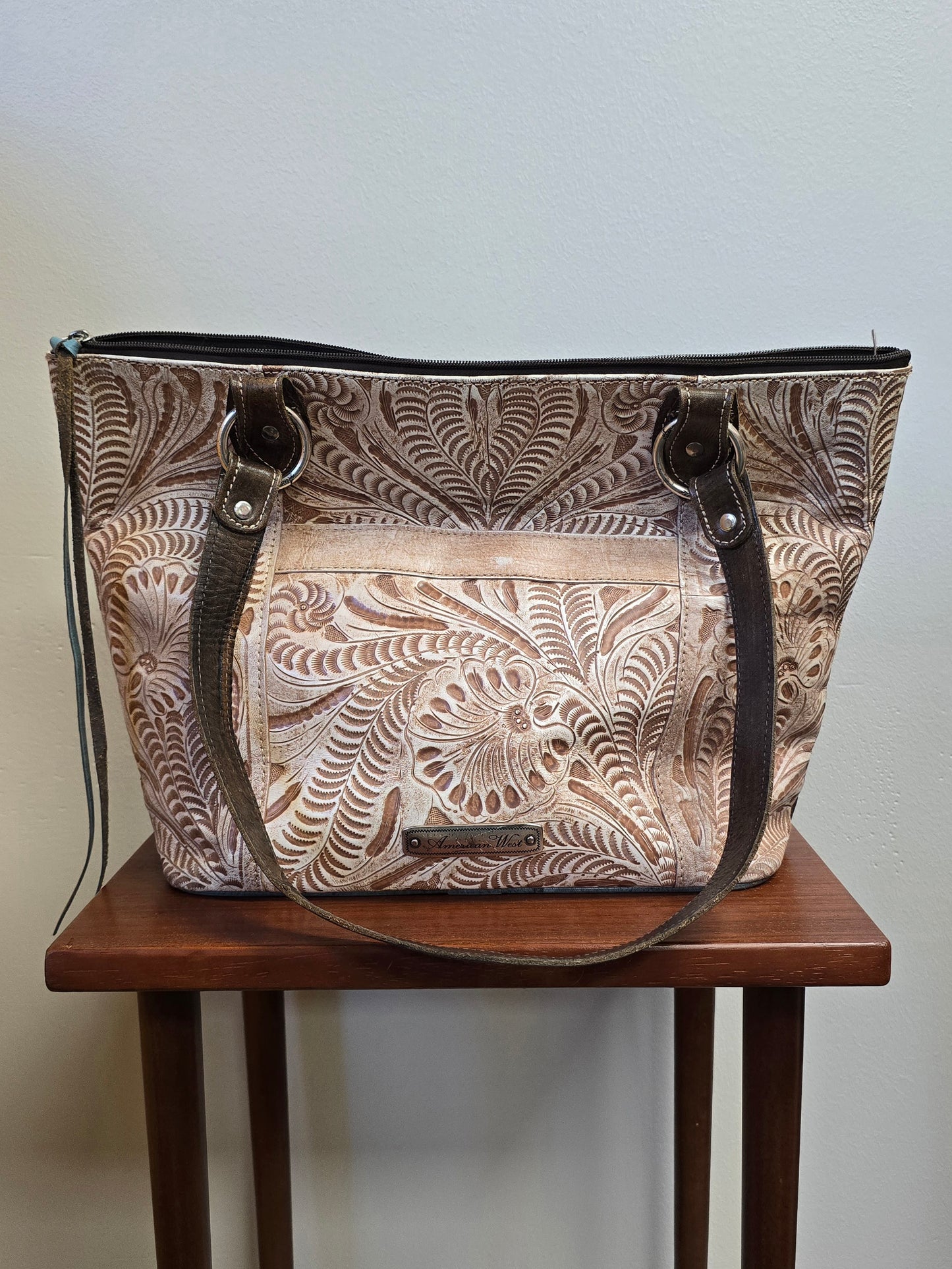 American West Tooled Leather Shoulder Bag