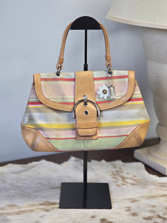 Coach Y2K Hampton Stripe Daisy Handbag