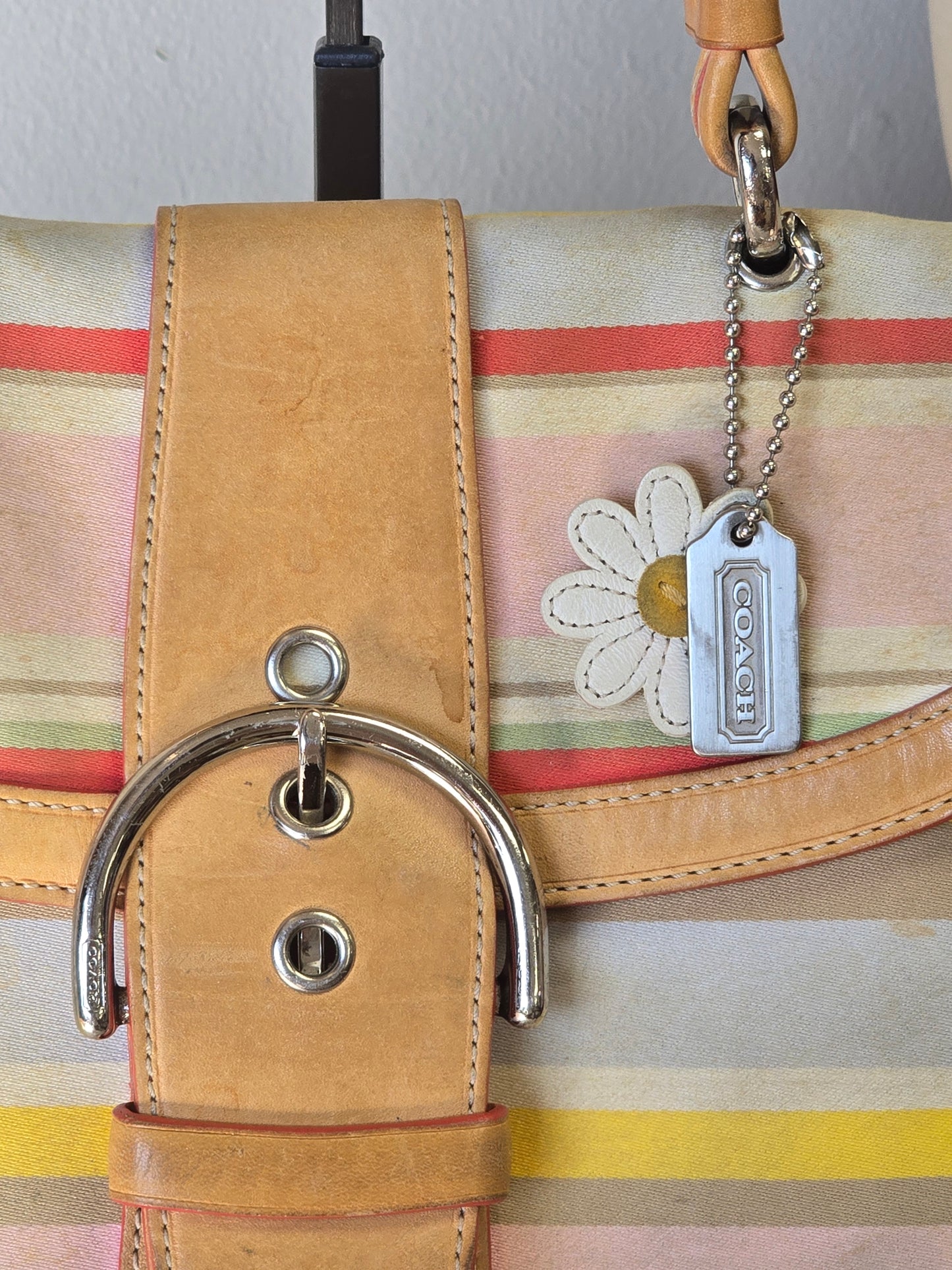 Coach Y2K Hampton Stripe Daisy Handbag