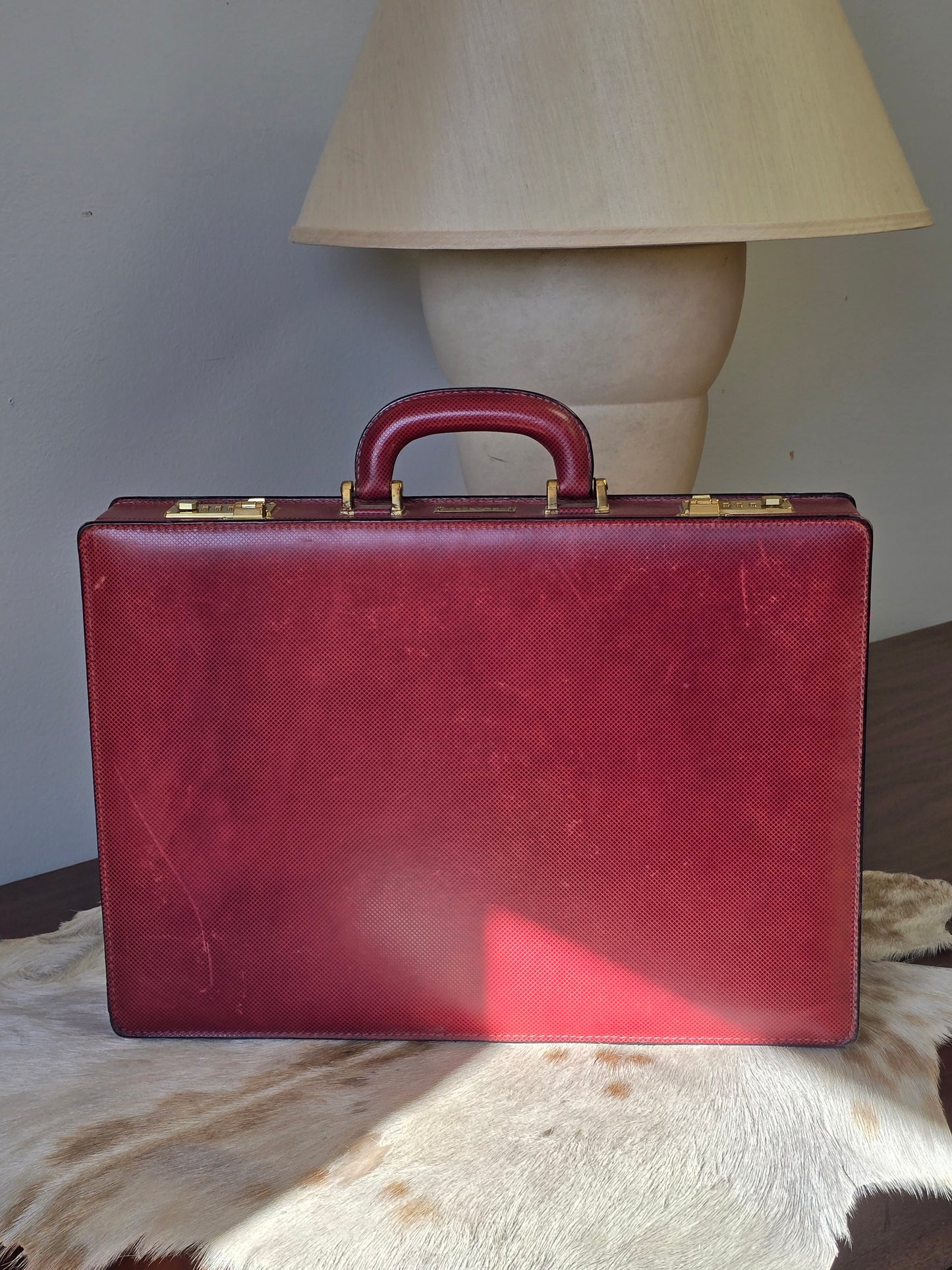 Vintage Bottega Veneta Hard Shelled Italian Leather Briefcase