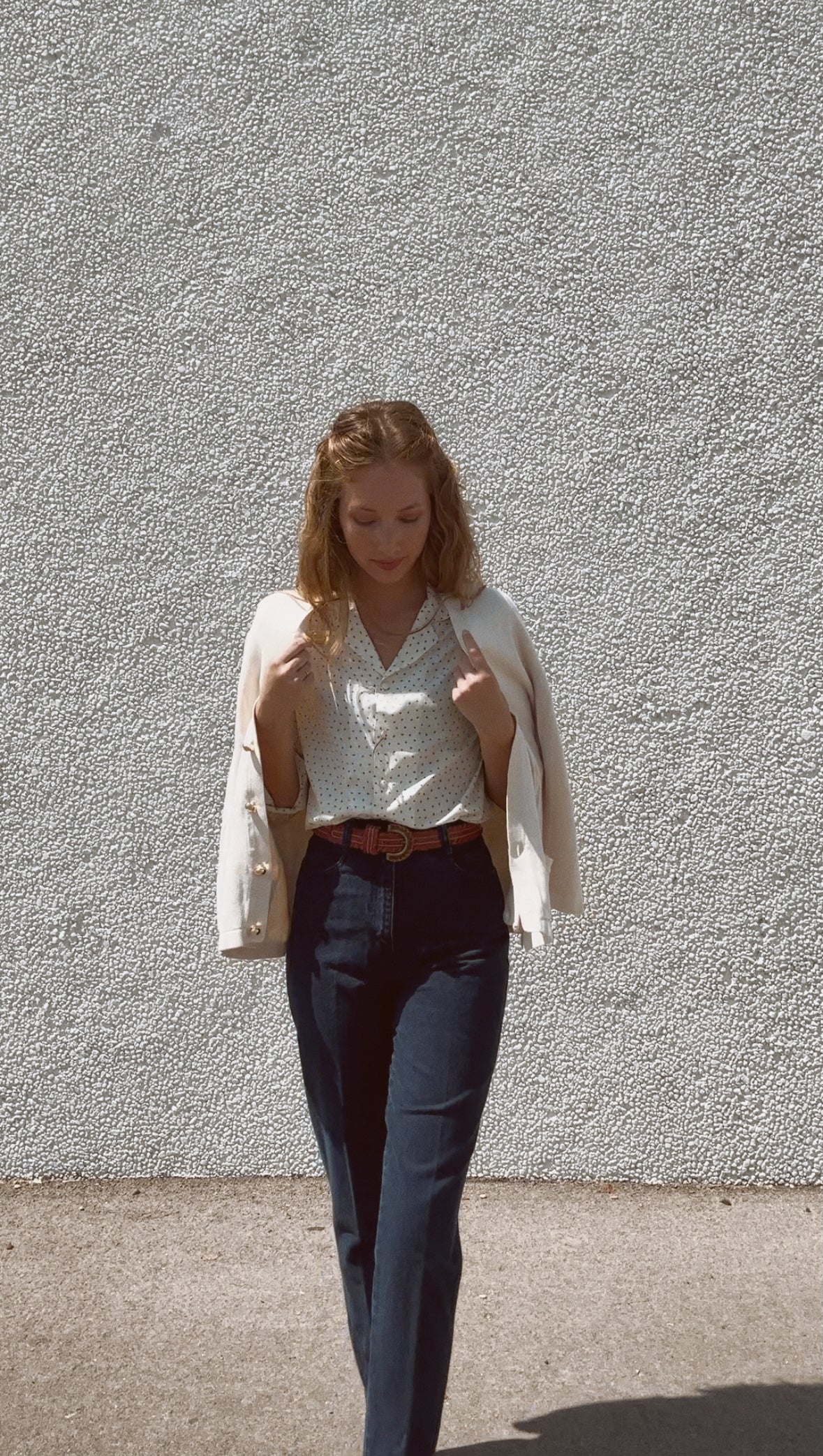 Vintage Cream Cotton Cardigan (L/XL)