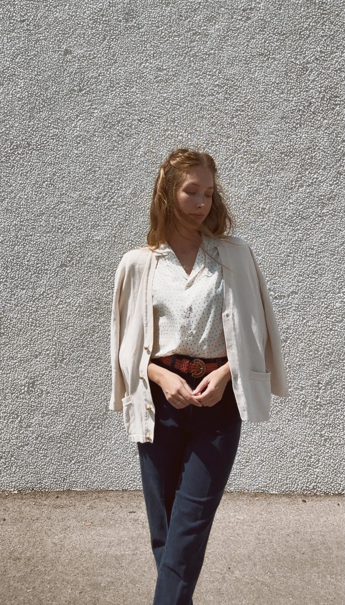 Vintage Cream Cotton Cardigan (L/XL)
