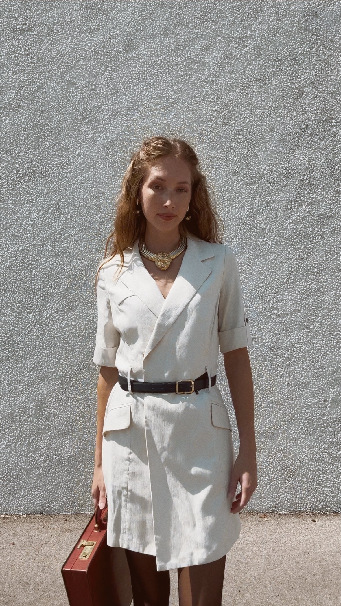 Vintage Cream Silk Blazer Mini (XS/S)