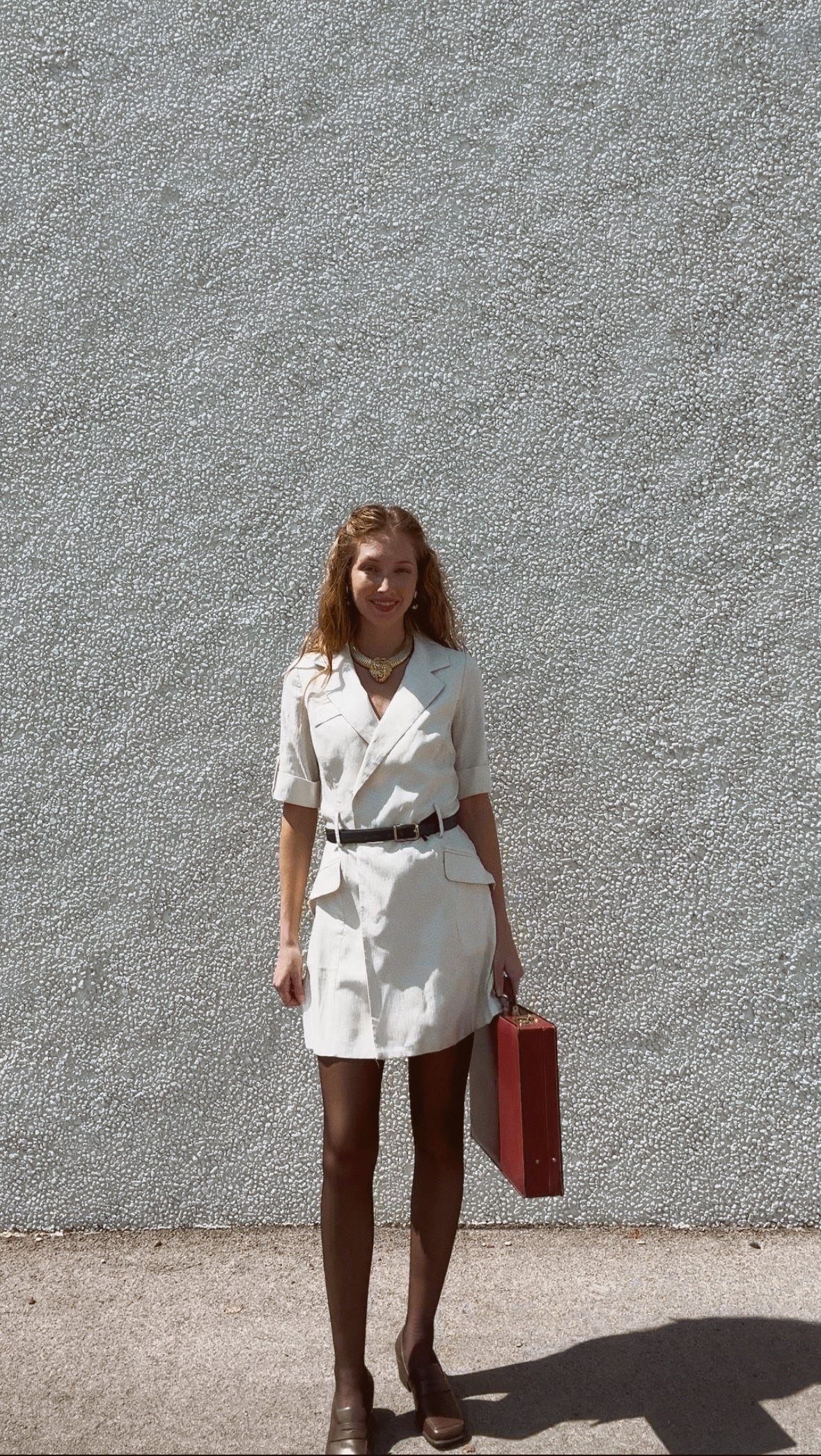 Vintage Cream Silk Blazer Mini (XS/S)