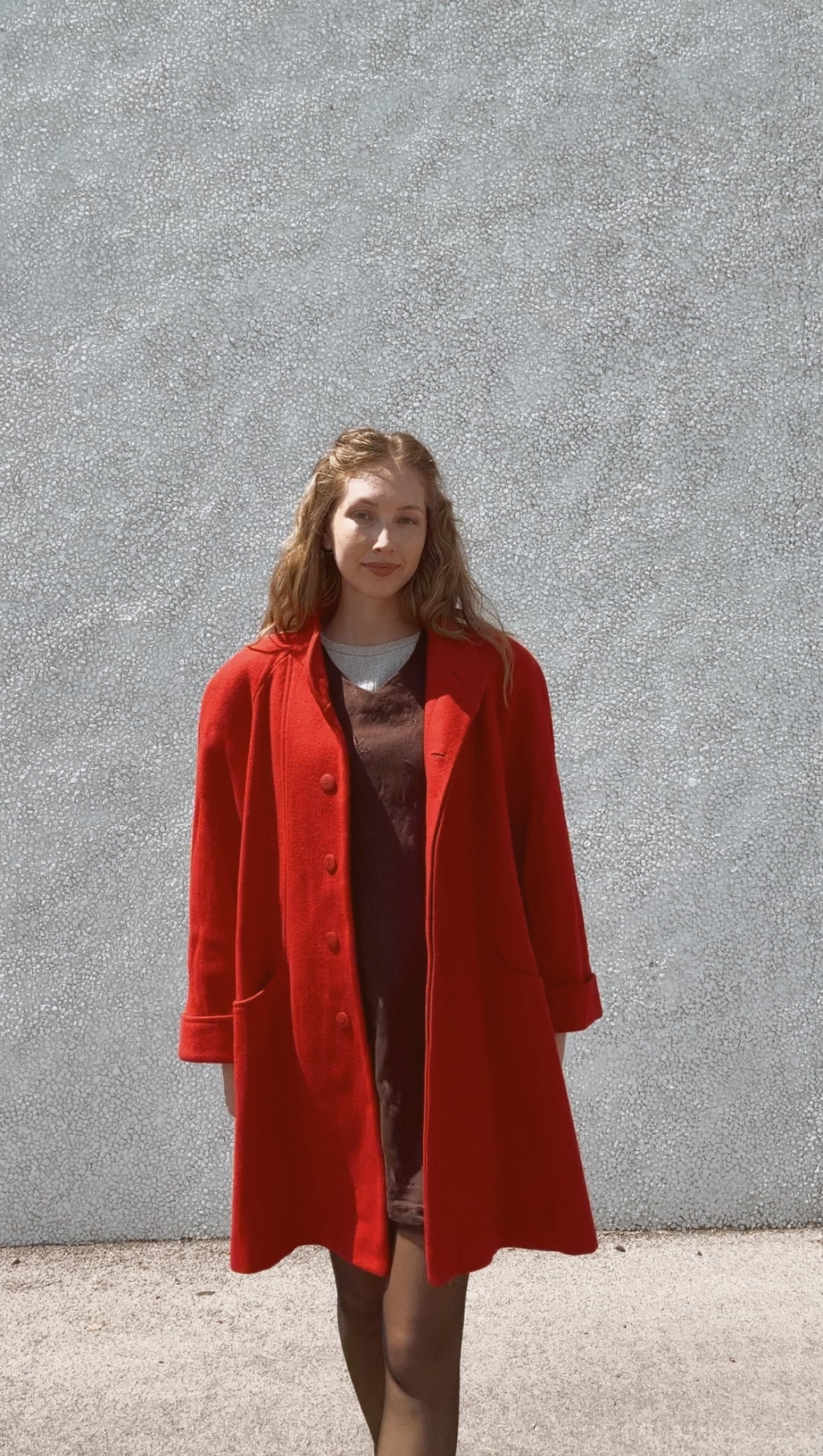 Vintage Red Wool Coat (L/XL)