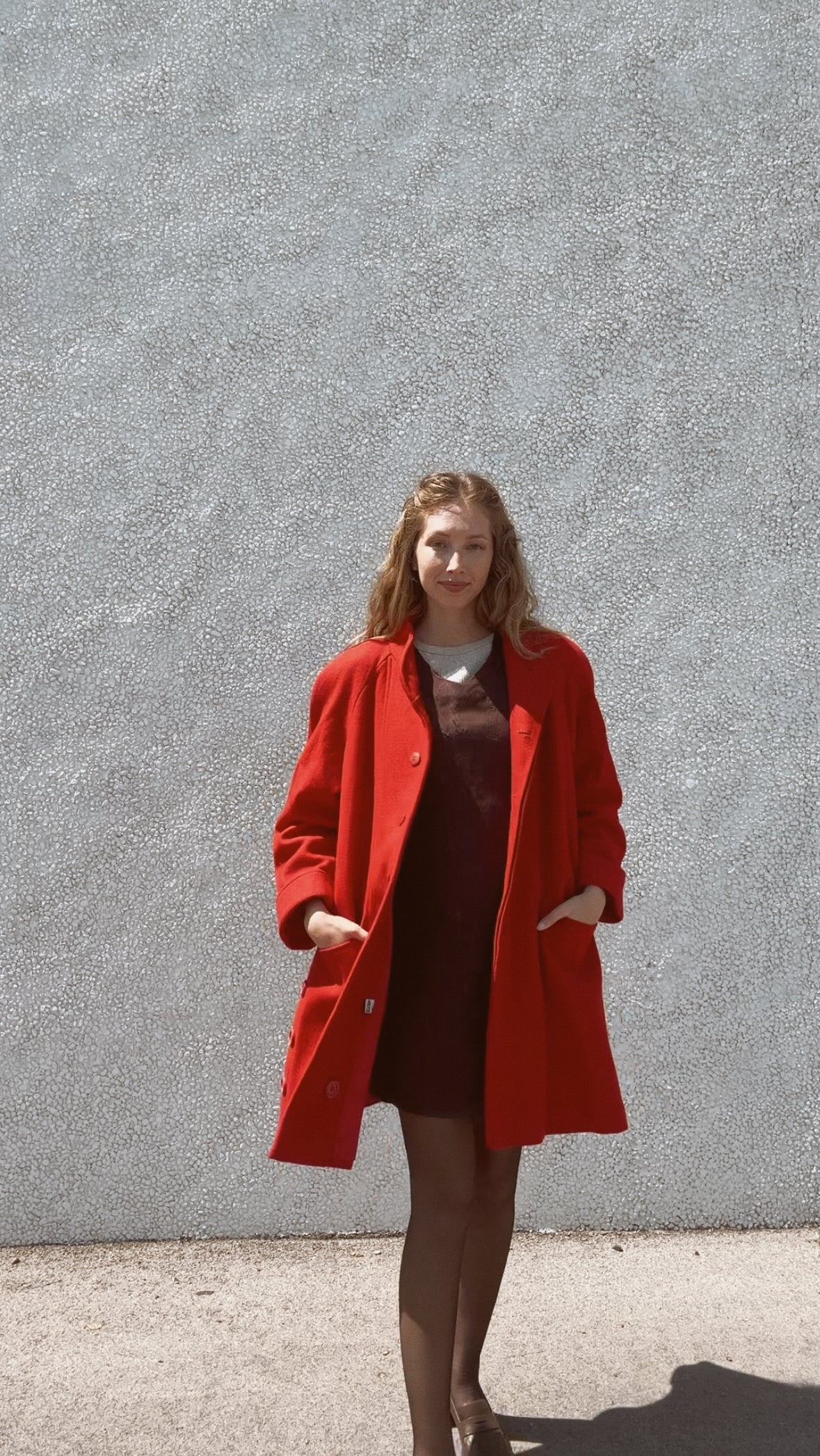 Vintage Red Wool Coat (L/XL)