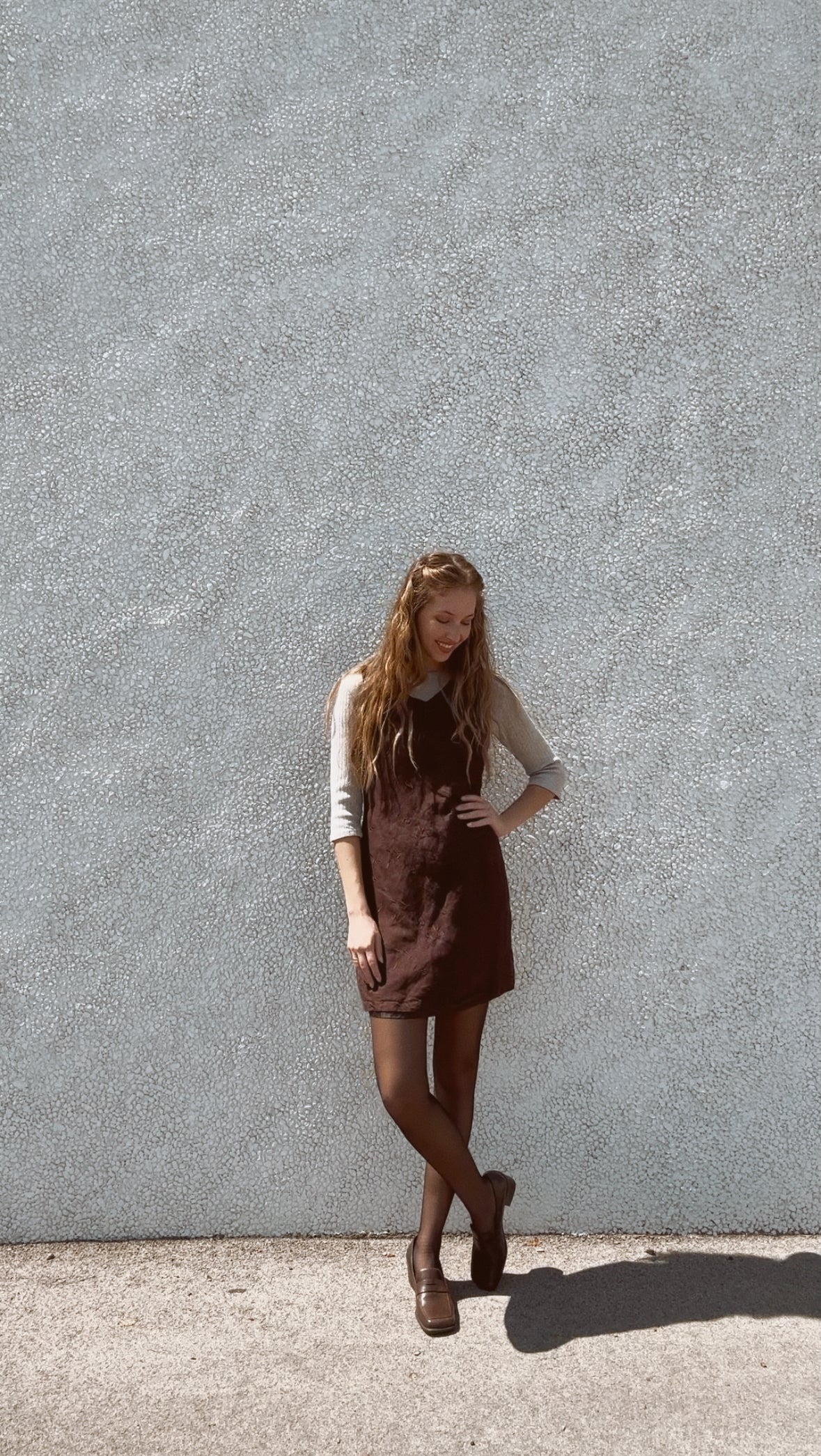Vintage Brown Embroidered Jumper Mini (XS/S)