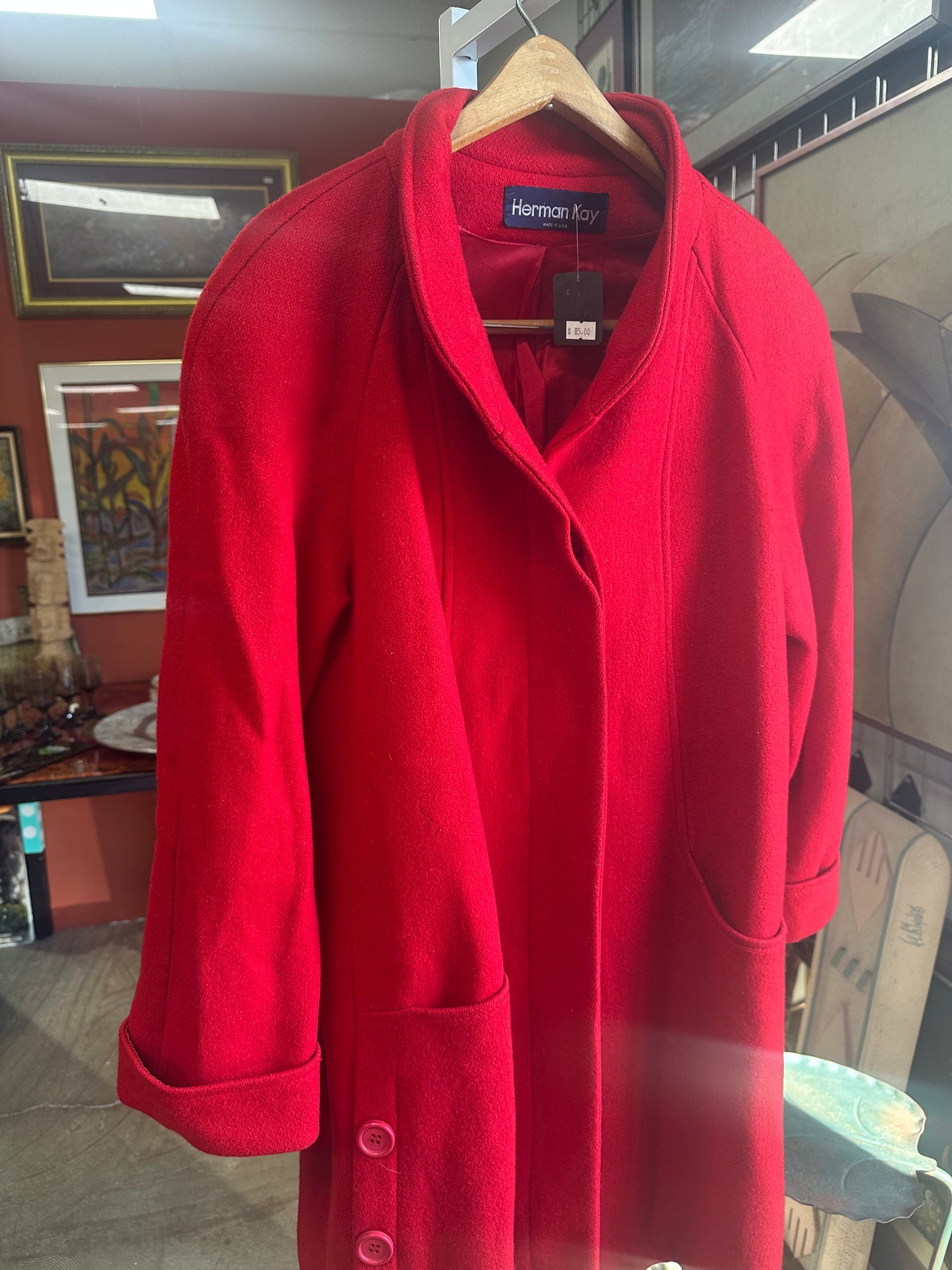 Vintage Red Wool Coat (L/XL)