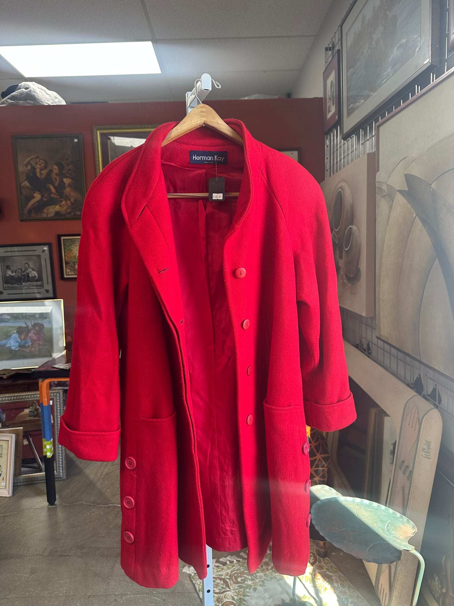 Vintage Red Wool Coat (L/XL)