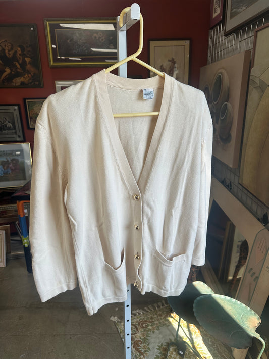 Vintage Cream Cotton Cardigan (L/XL)