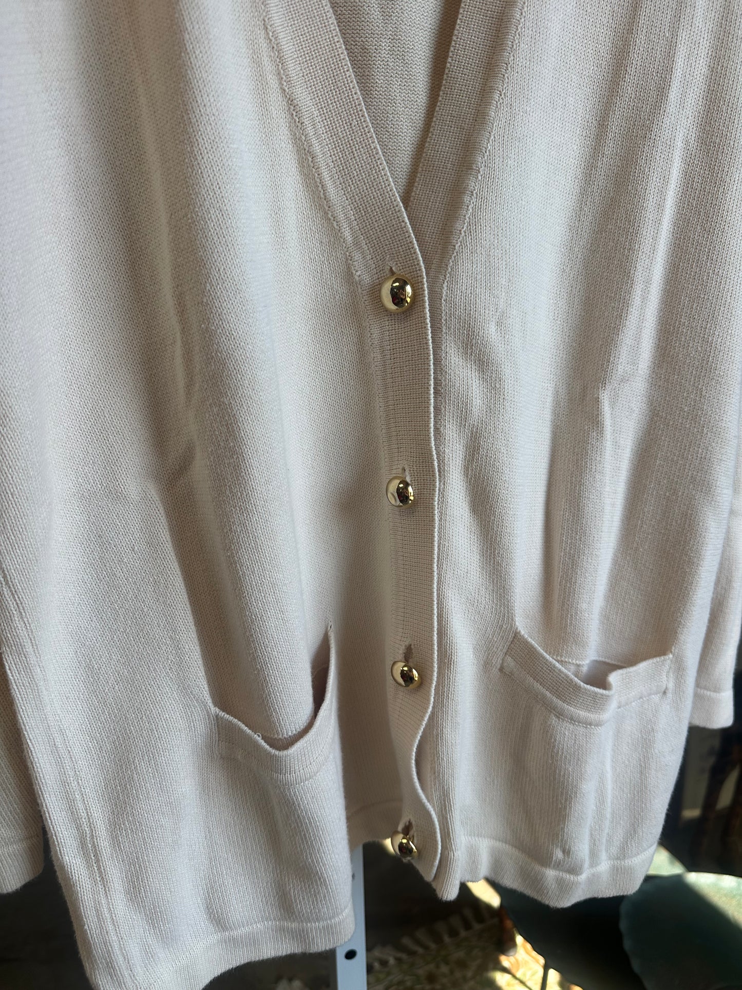 Vintage Cream Cotton Cardigan (L/XL)