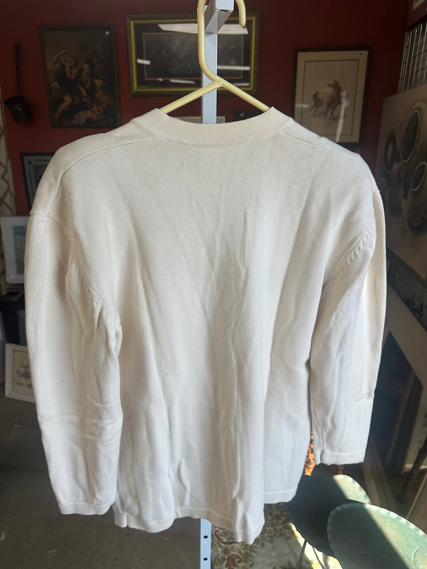 Vintage Cream Cotton Cardigan (L/XL)