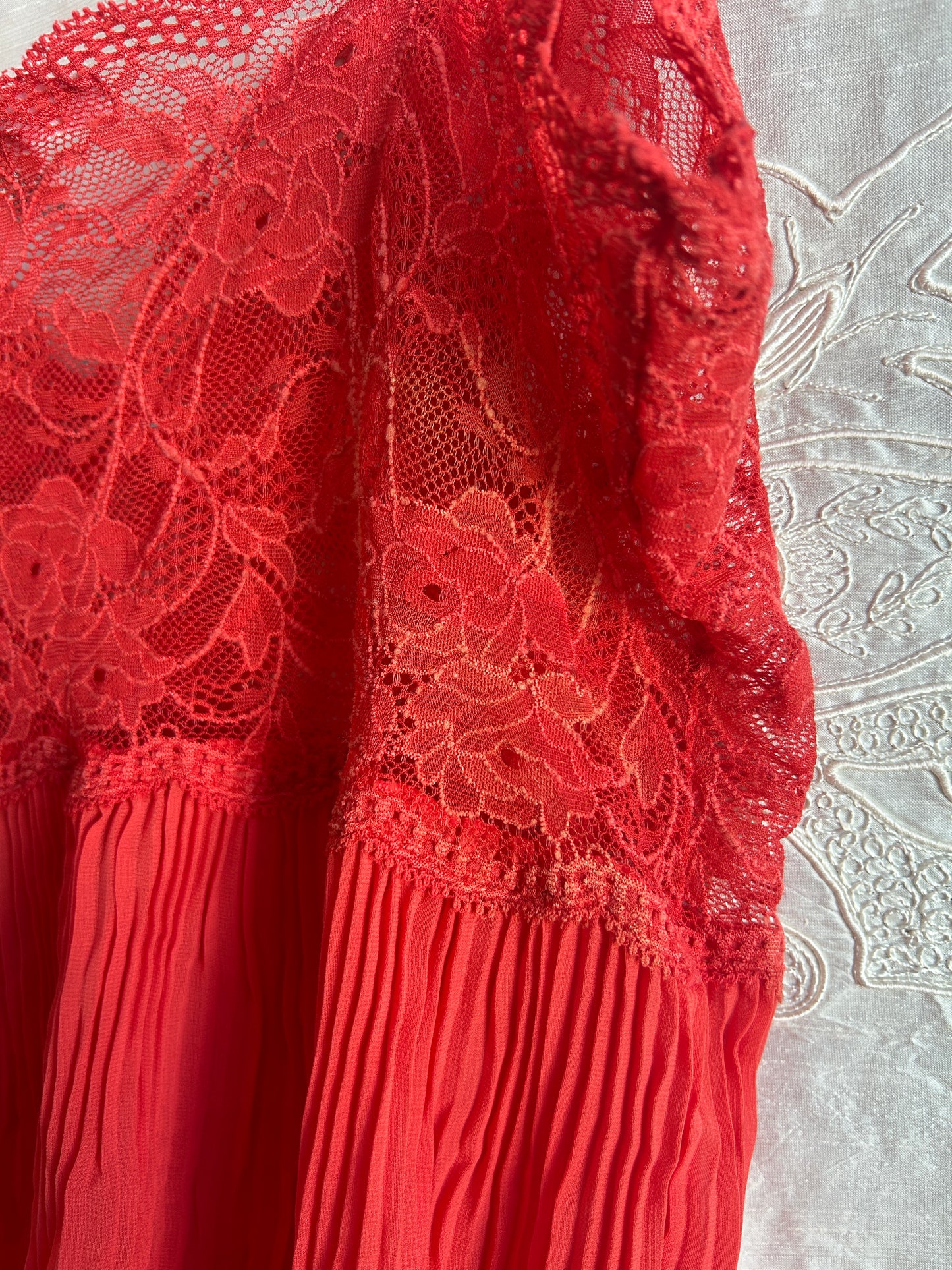 Coral Victoria's Secret Lace + Pleated Cami