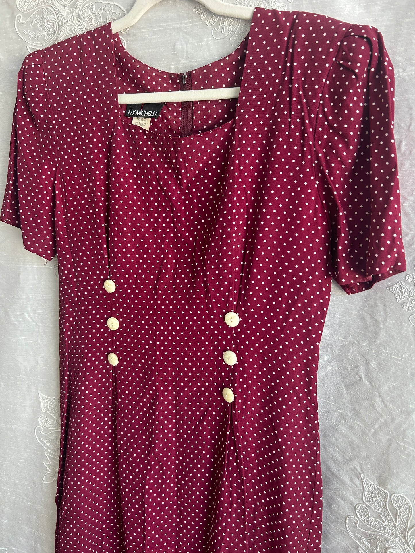 Vintage Burgandy Polka Dot Dress