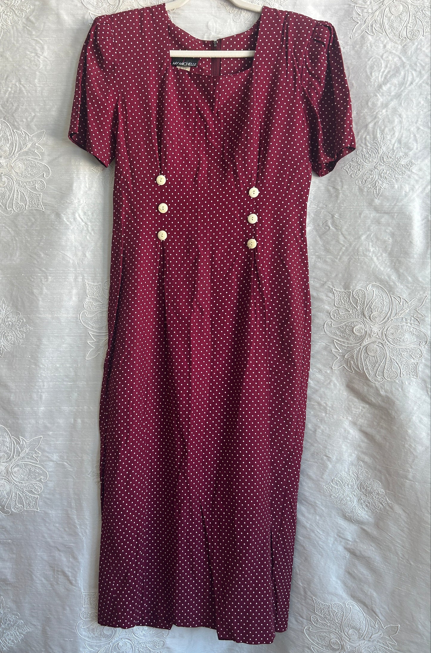 Vintage Burgandy Polka Dot Dress