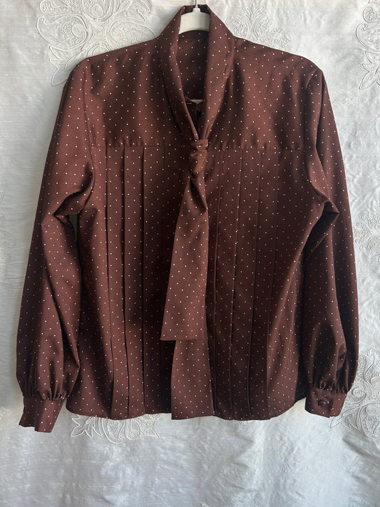 Vintage Chocolate Polka Dot Blouse