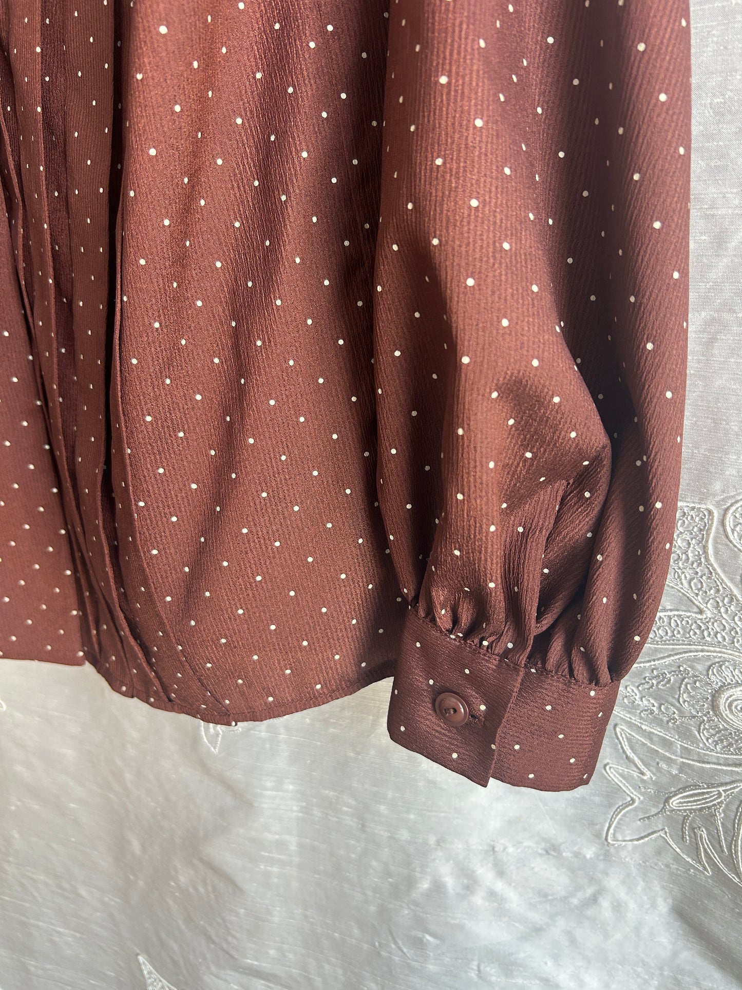 Vintage Chocolate Polka Dot Blouse