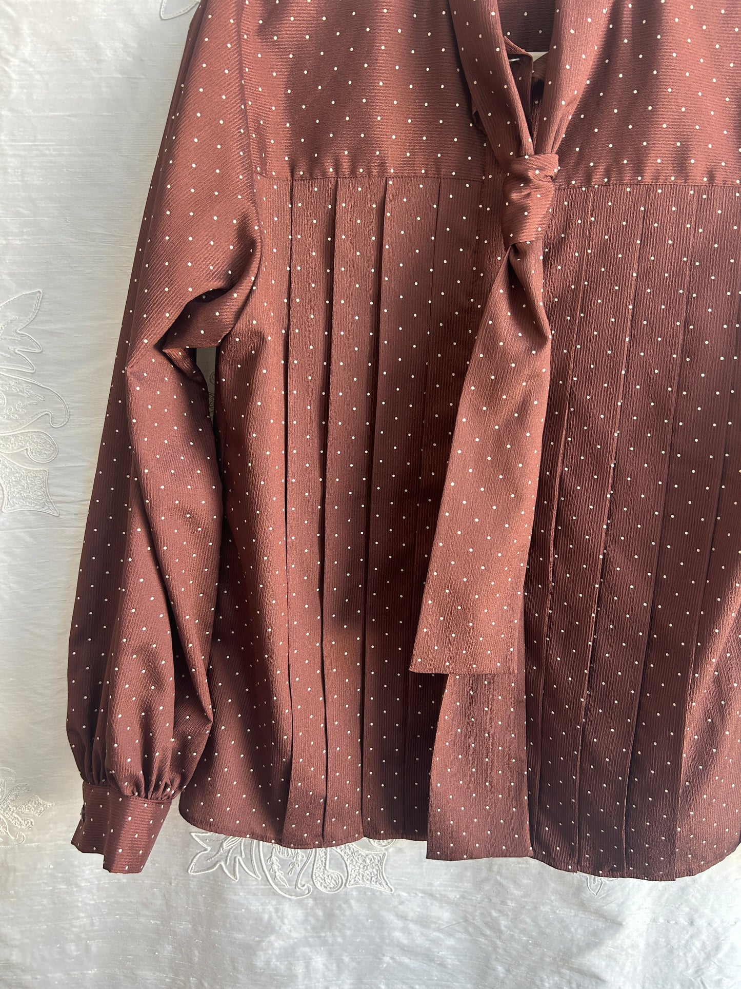 Vintage Chocolate Polka Dot Blouse