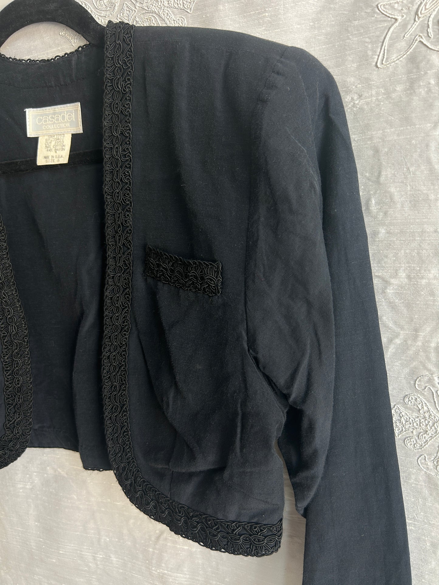 Vintage Casadei Cropped Bolero with Lace Trim