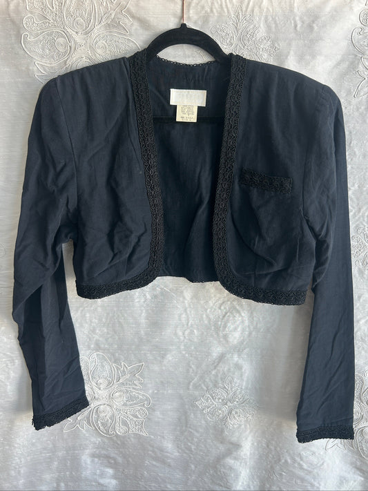 Vintage Casadei Cropped Bolero with Lace Trim