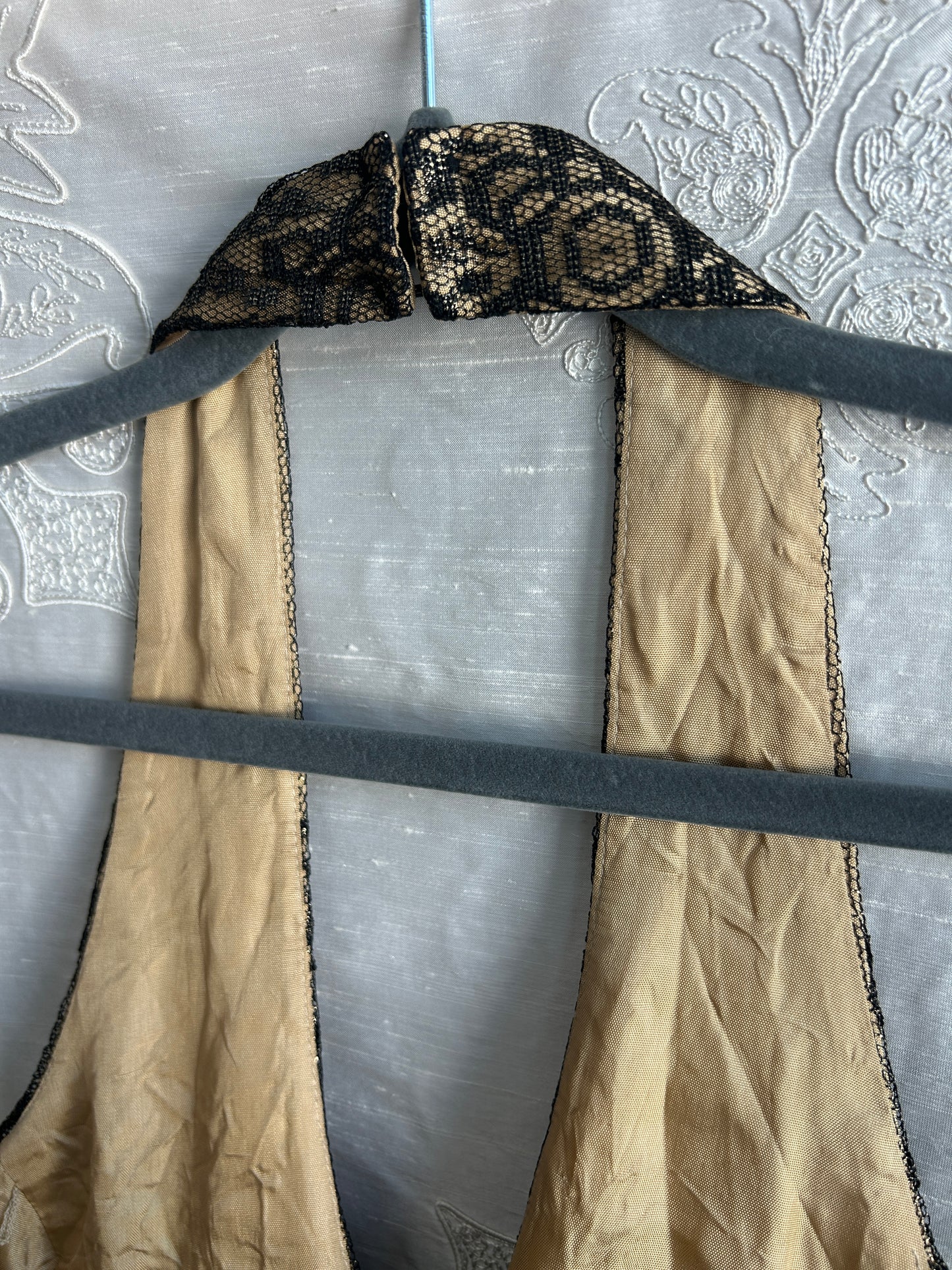 Black & Gold Pleated Foil Lace Halter