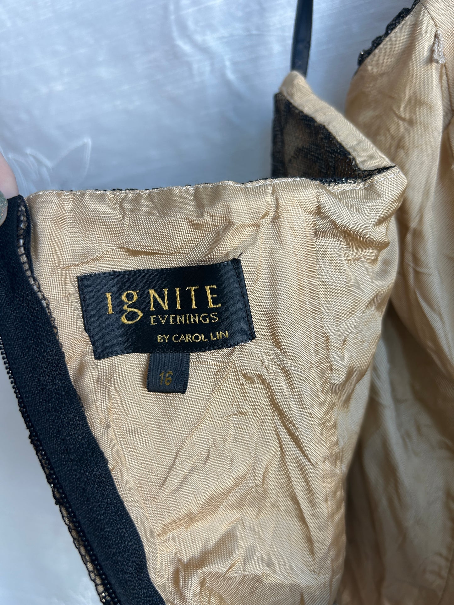 Black & Gold Pleated Foil Lace Halter