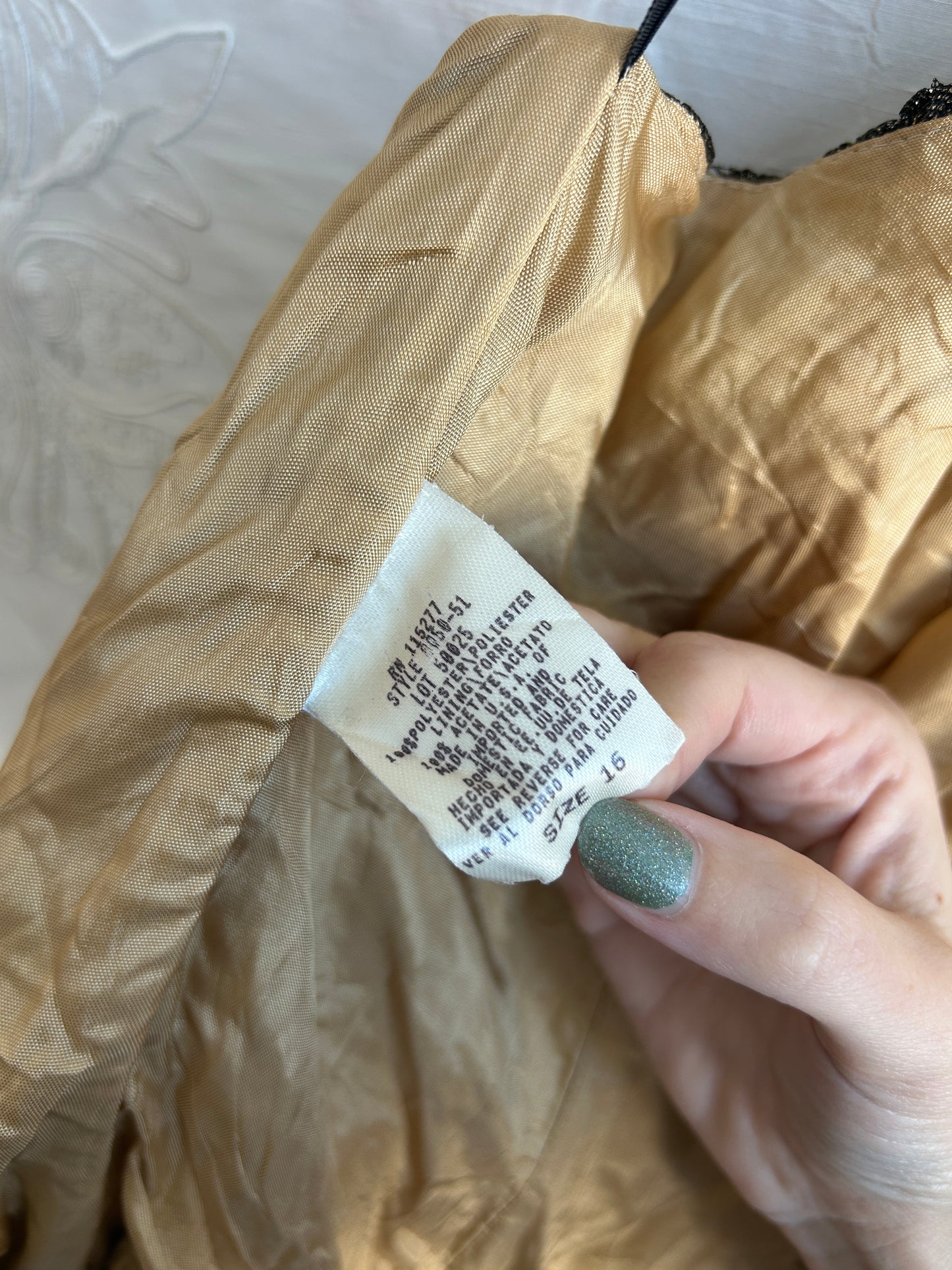 Black & Gold Pleated Foil Lace Halter