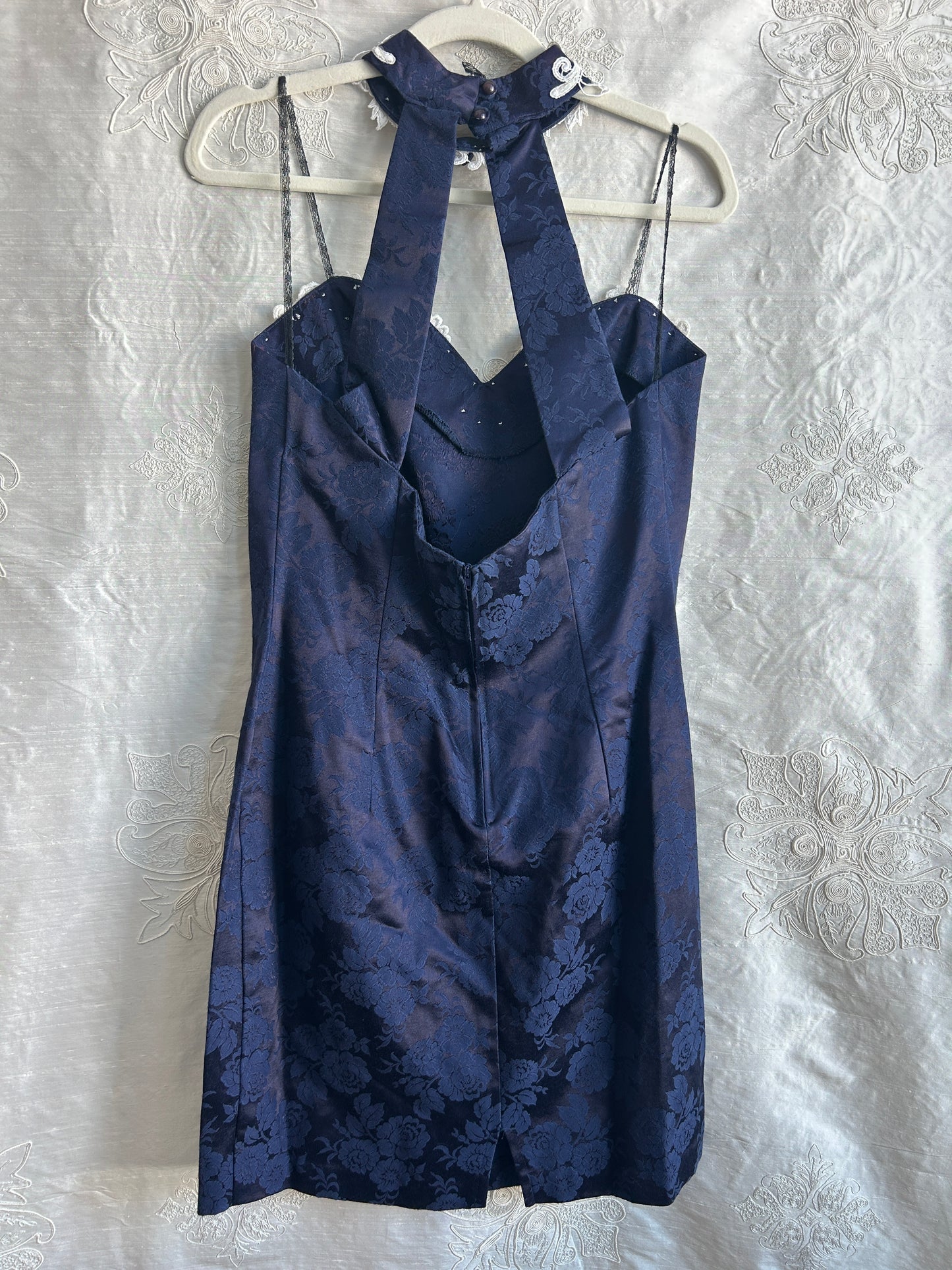 Vintage Roberta Navy Blue & White Lace Mini Dress