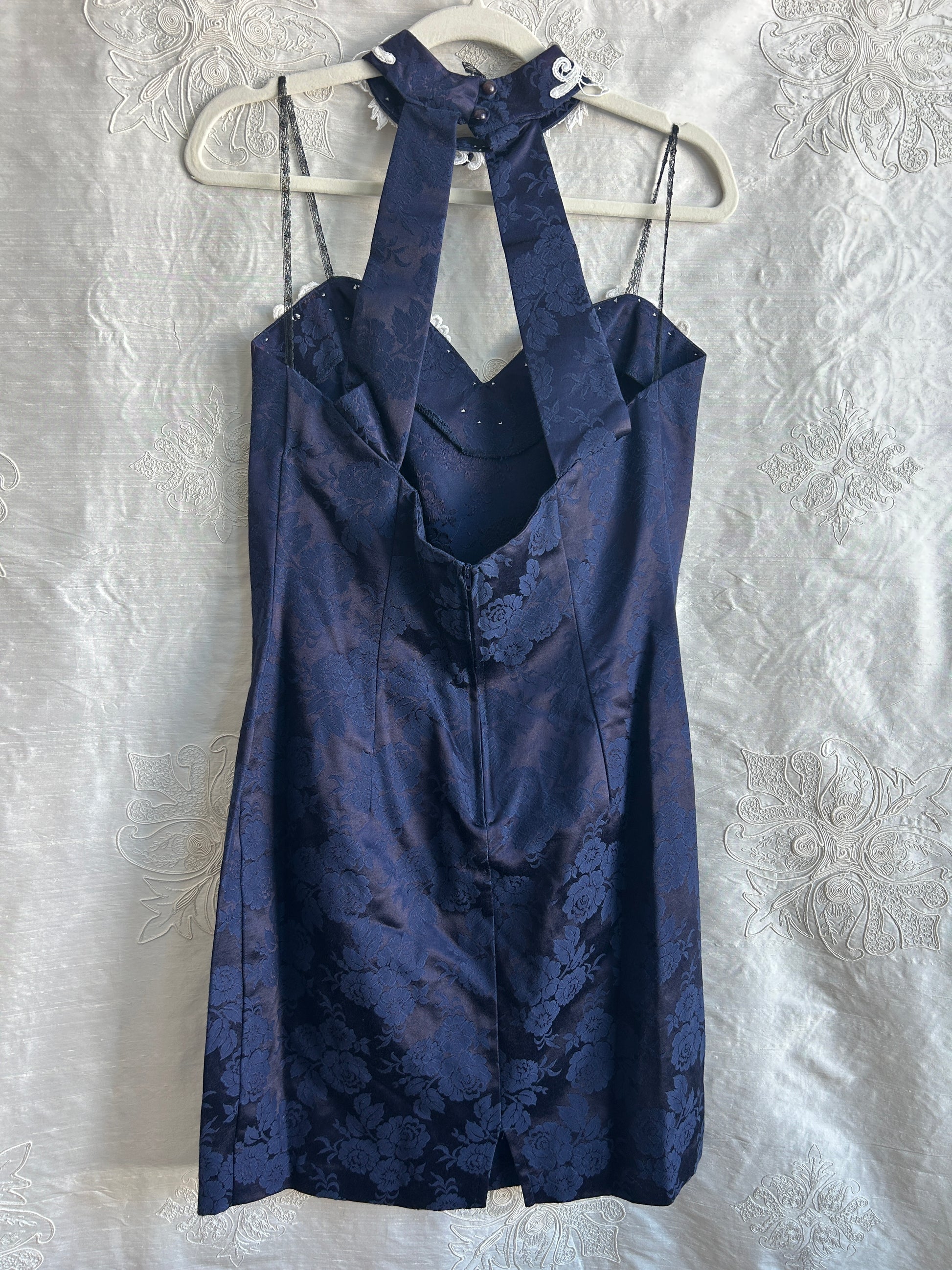 Vintage Roberta Navy Blue & White Lace Mini Dress Vintage Roberta Navy Blue & White Lace Mini Dress