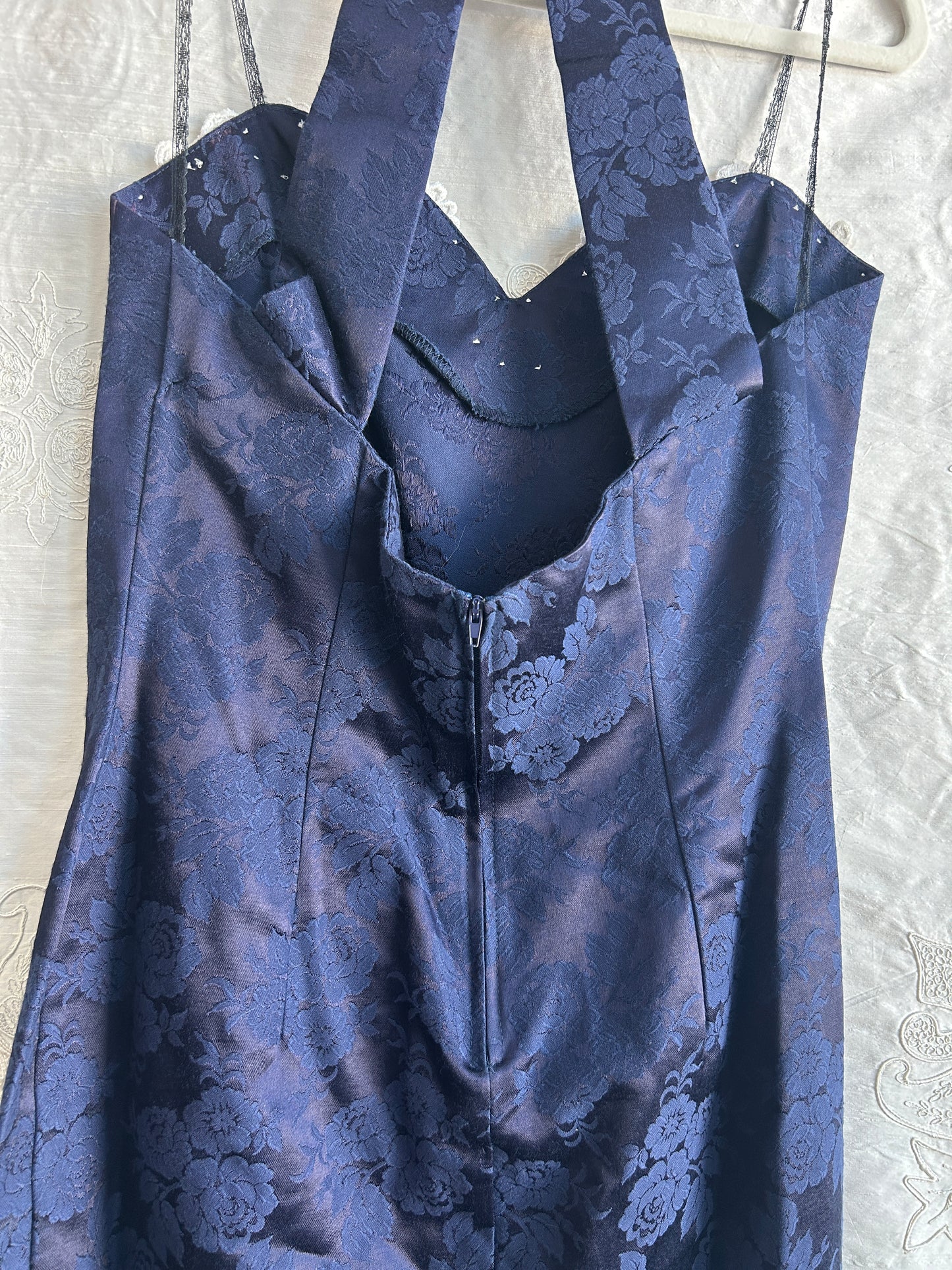 Vintage Roberta Navy Blue & White Lace Mini Dress