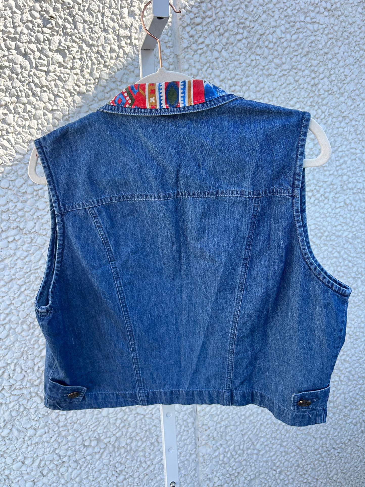 Native Print Denim Vest (L)