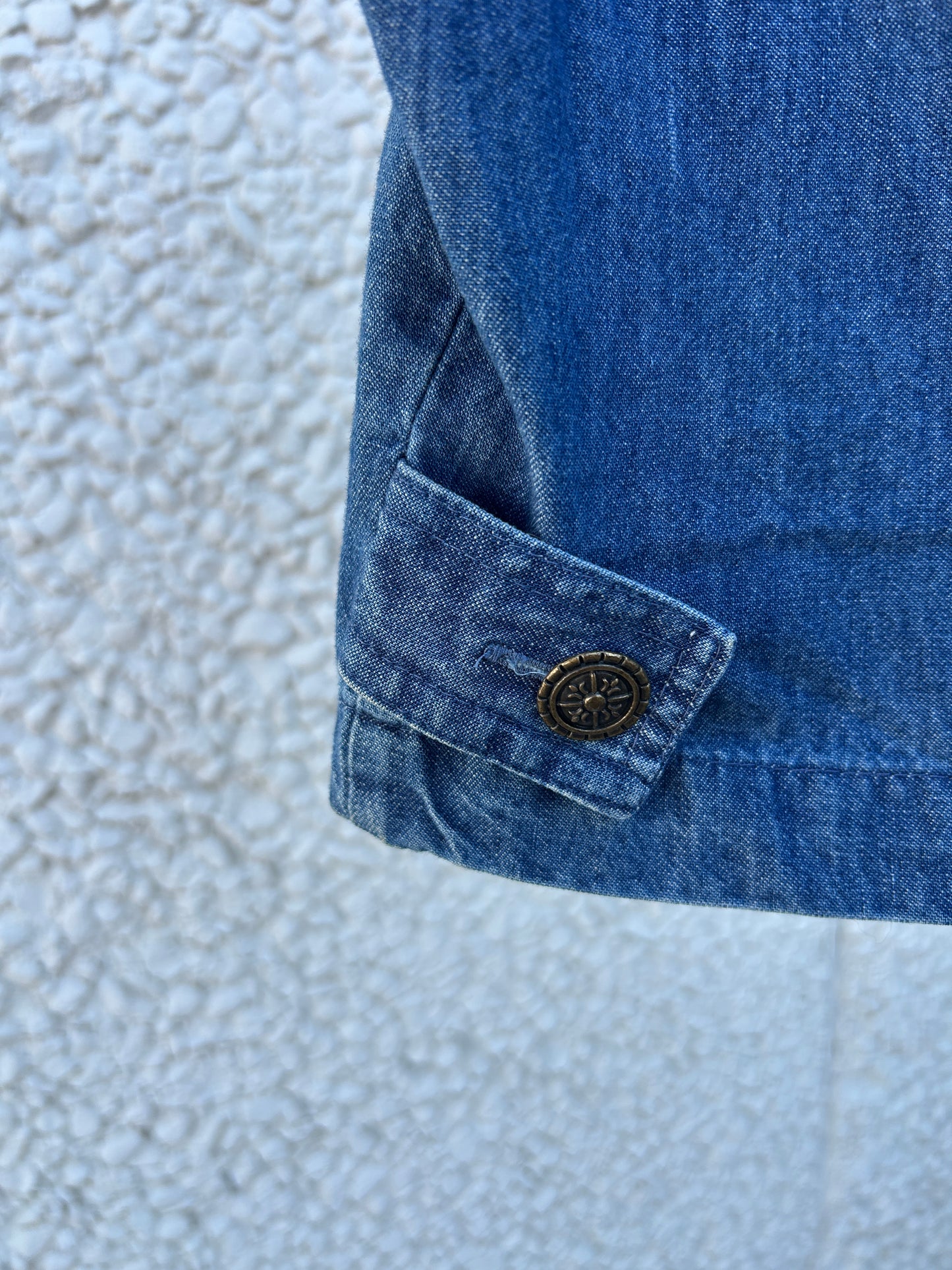 Native Print Denim Vest (L)