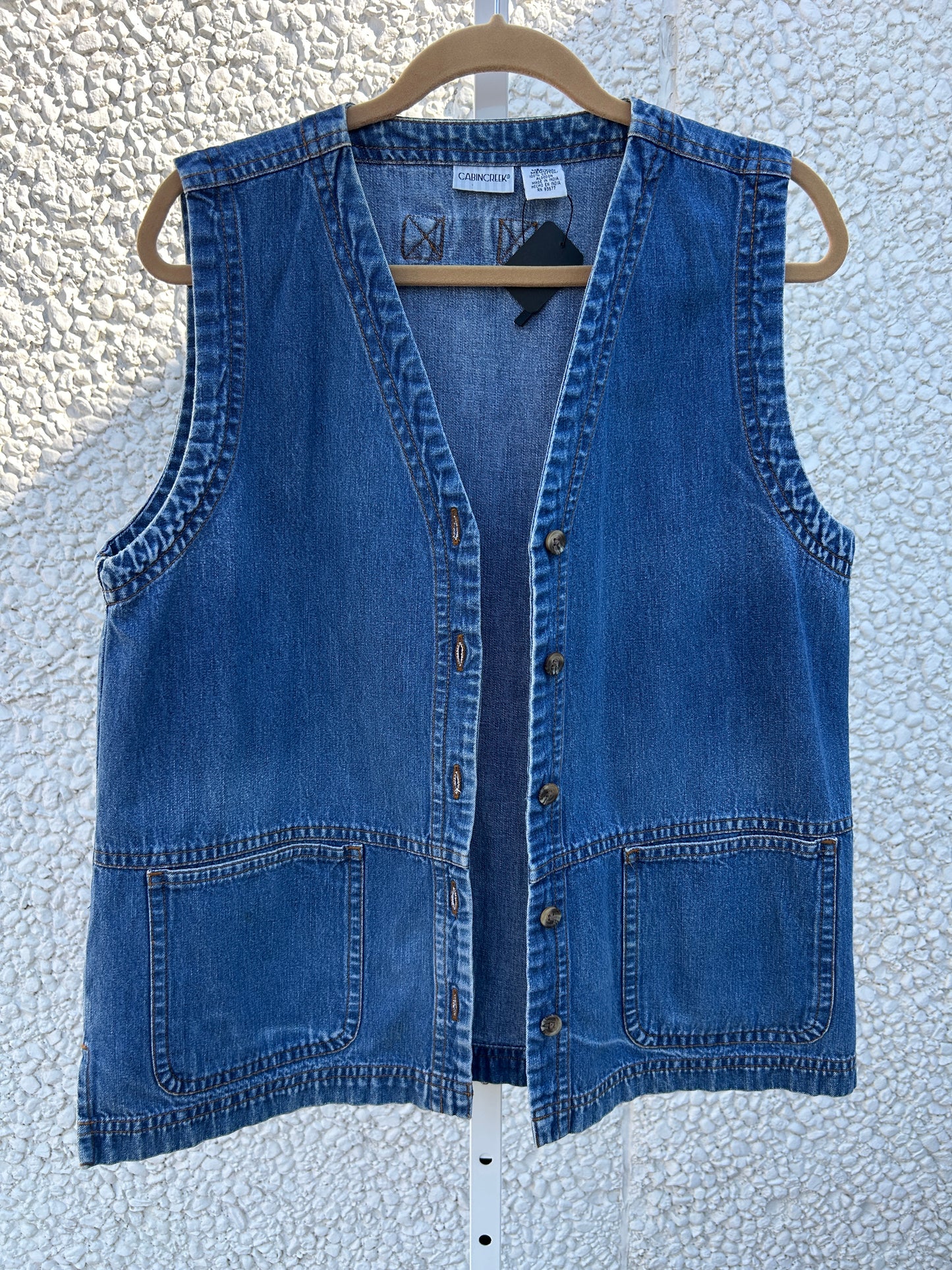 Long Denim Vest With Pockets (M)